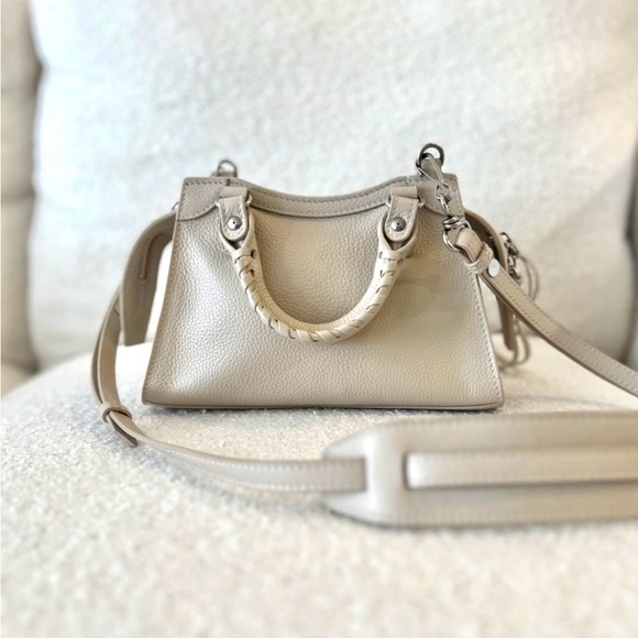 Auth LIKE NEW Balenciaga Neo mini Cream calfskin Leather Handbag 2 way strap - Picture 3 of 14